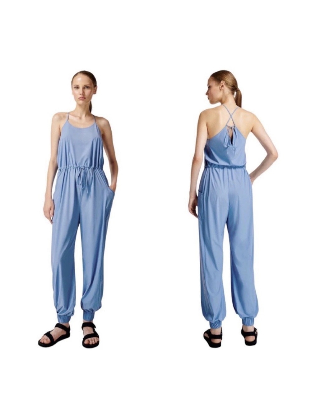 Sweaty Betty Karma Womens Tie Waist Blouson Jumpsuit blue 6
